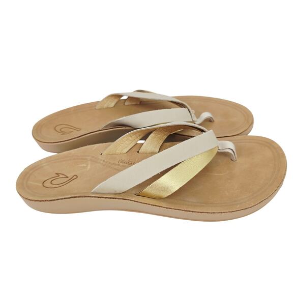 Olukai KaeKae Strappy Sandals Gold 9 - Picture 1 of 7